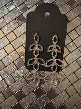 Crystal Drop Statement Earrings - Silver